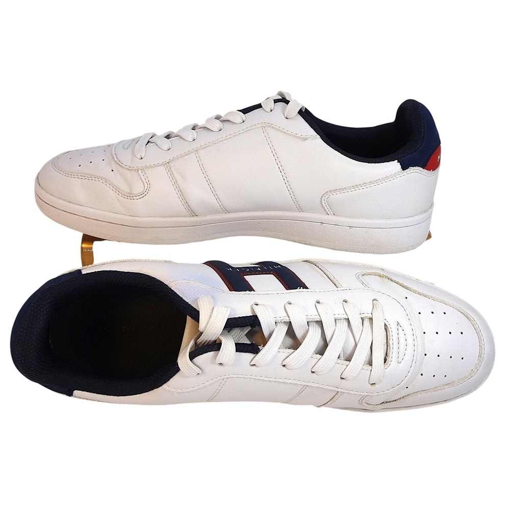 Tommy Hilfiger Men's White Leather Leman Low-top Sneakers - Men's‎ 12